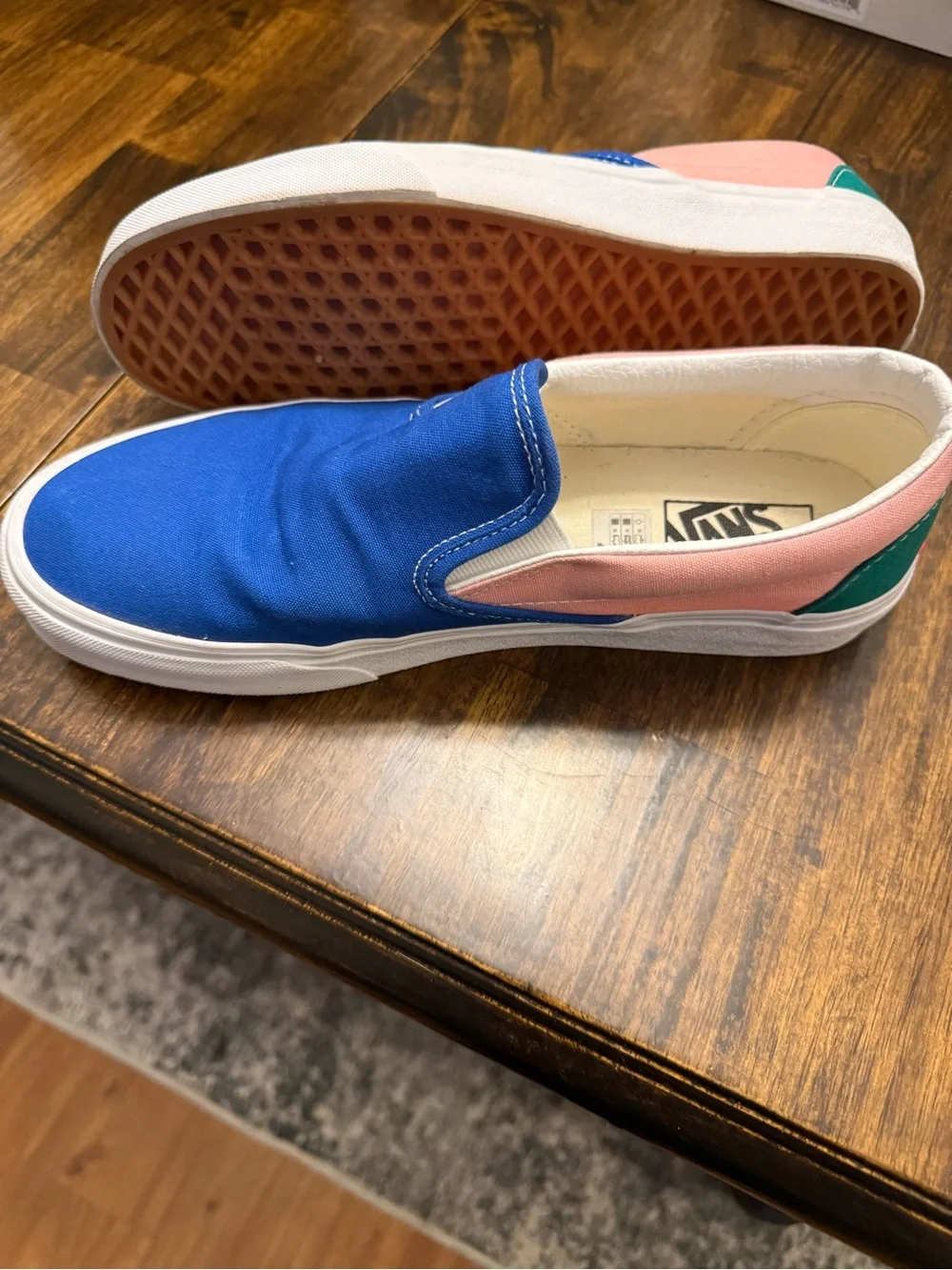 Vans Slip-On old school Canvas Sneakers in Royal Blue, Pink & Teal
